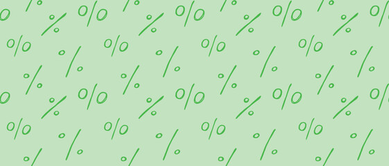 Vector seamless pattern with a percent sign. Hand drawn background and texture on the economy, Black Friday, discounts and sales