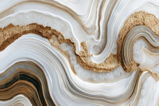 Elegant swirling marble patterns with gold, white, and gray tones