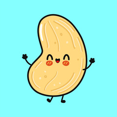 Fototapeta premium Happy cartoon cashew nut character waving greetings