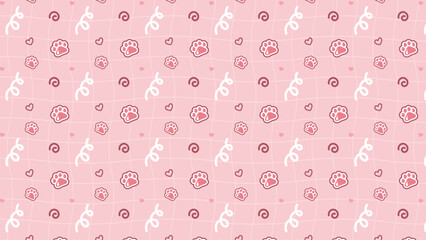 Striped pastel pink pattern background with tiny cat paws and sparkles. Soft perfect for pet store intros, cat care campaigns, or adorable product backgrounds.