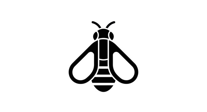 Black and white bee icon vector illustration isolated on white background