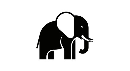 Black and white elephant illustration isolated on white background symbol concept