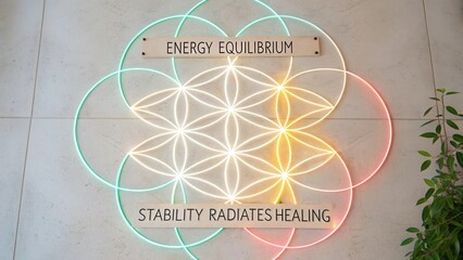 Illuminated Art Piece Symbolizing Energy Equilibrium and Stability Radiating Healing in Modern Interior Decor