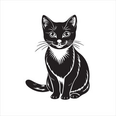 Film & VClassic Monochromatic Vector Portrait of a Sitting Kitten with a White Chest Mark

Detailed Black and White Line Art Illustration of an Alert and Adorable Domestic Cat

Vintage Style Engraideo