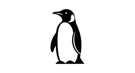 Black and white penguin illustration on white background