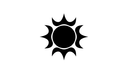Black and white sun icon on white background symbol illustration