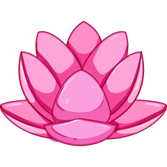 Pixel Art Pink Lotus Flower Isolated on Transparent Background with Delicate Petals and Smooth Shading Vibrant Colors Representing Purity and Enlightenment