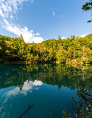 Tranquil lake, autumn colors