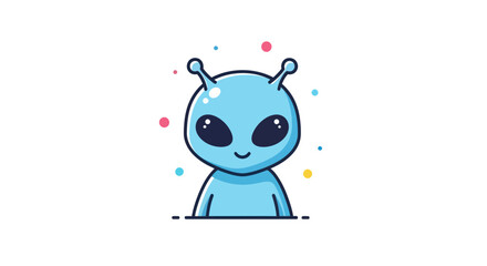 Cartoon alien character illustration smiling isolated on white background