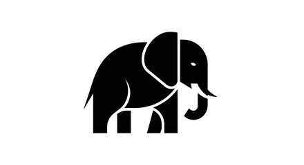 Black elephant silhouette on white background illustration animal design