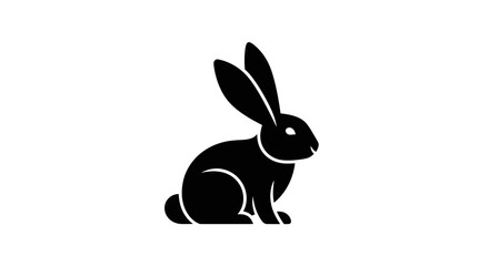 Black rabbit silhouette illustration against white background for design