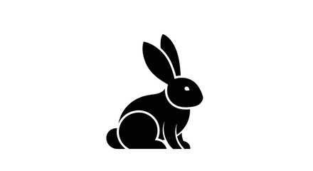 Black rabbit silhouette illustration isolated on white background for design