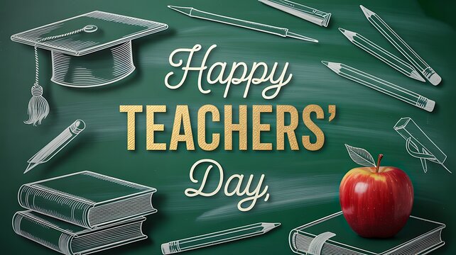Happy Teachers&rsquo; Day Chalkboard Design