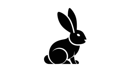Black rabbit silhouette isolated vector illustration on a white background