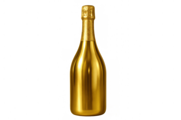 Golden champagne bottle creating luxury concept, celebrating success, special event, party, achievement, and premium festive drink