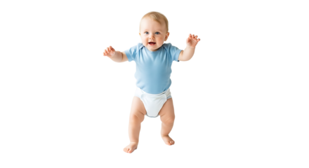 Adorable baby taking its first steps, showcasing a milestone in early childhood development, full of joy and wonder.