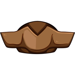 Pixel Art Pirate Hat With Wide Brim In Brown Tone Isolated On Transparent Background