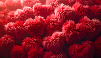 background with red fluffy hearts, happy valentine day wallpaper