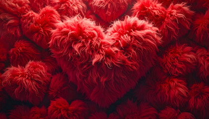 background with red fluffy hearts, happy valentine day wallpaper