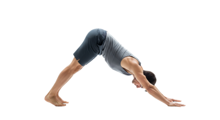 A yogi gracefully executes the downward-facing dog pose, showcasing flexibility, strength, and mindfulness.