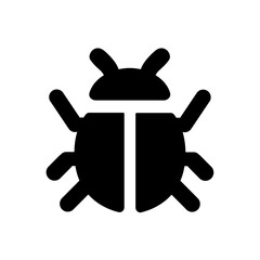A bug icon representing software errors, defects and debugging. Useful for development, testing, troubleshooting and quality assurance visuals in technology environments.
