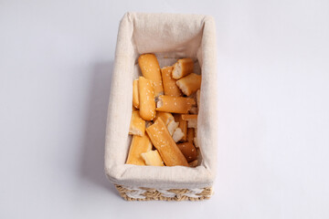 Basket of Salted Breadsticks