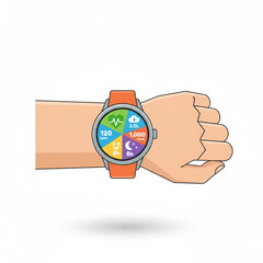 Minimalist design concept of a wearable device for tracking fitness and daily productivity metrics.