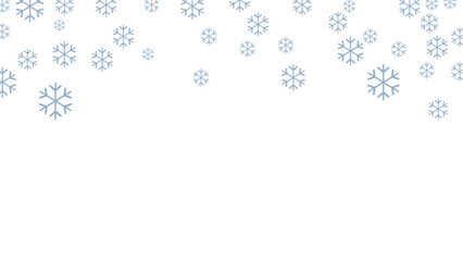 Fototapeta premium Minimalist winter background featuring falling blue snowflakes on a white backdrop. Perfect for Christmas cards, seasonal greetings, holiday banners, and festive digital or print designs.