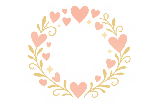 Heart and scrollwork wreath forming a decorative romantic frame, celebrating love, valentine's day, and affection on transparent background - Powered by Adobe