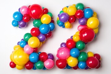 Obraz premium Colorful Playful Arrangement of Colorful Balls in Number Two Shape