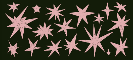 Crayon drawn stars set