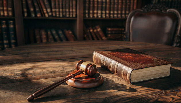 Law Book and Gavel in Law Office