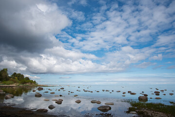 Still gulf of Riga, Baltic sea next to Mersrags , Latvia.