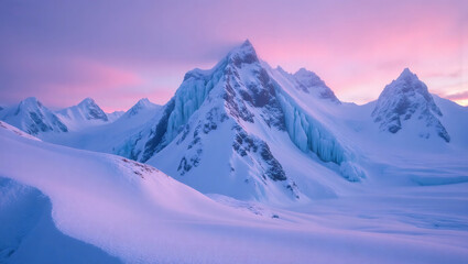 Fototapeta premium Snowy Mountain Sunset
