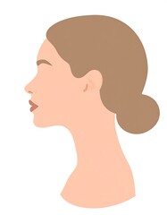 Minimalist side profile illustration of a woman with bun