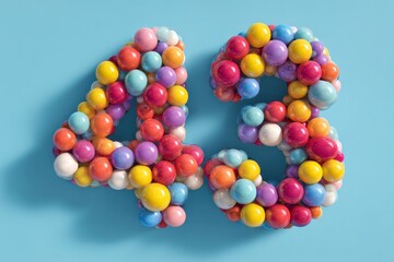 Obraz premium Colorful Number 43 Made of Vibrant and Playful Decorative Balls