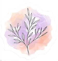 Soft pink hand-drawn floral illustration with delicate petals and green leaves on a dark background.