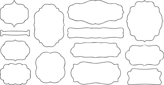 Set of hand drawn vintage frames collection of doodle style borders, rectangle shape for text, photo, banner, label vector illustration