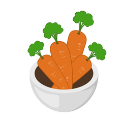 Illustration of Carrots in a Bowl
