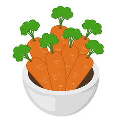 Illustration of Carrots in a Bowl