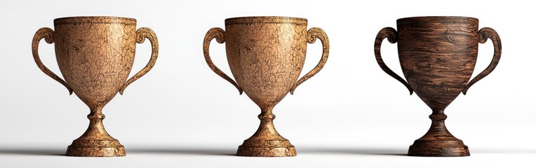 A collection of exquisite trophies showcasing intricate designs and varying finishes, symbolizing achievement and honor.