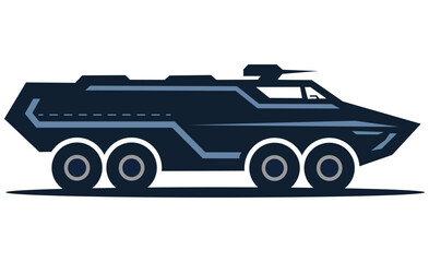 Fototapeta premium Military Vehicle Vector Icon – Army Transport and Combat Truck Illustration for Defense, War, and Tactical Equipment Design Concepts