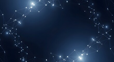 Futuristic Digital Network Connections on Blue Background