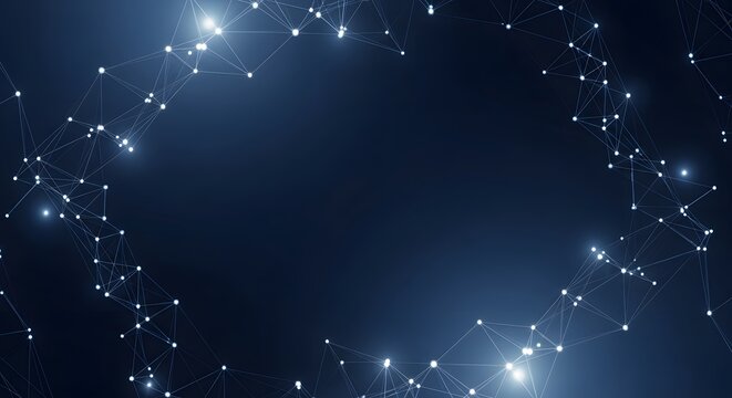 Futuristic Digital Network Connections on Blue Background