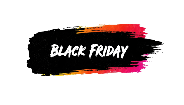 Black Friday Brush Stroke Banner on Transparent Background