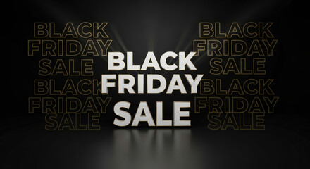 3D Black Friday Sale Text on Dark Background