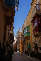 Sunny street in Valletta, Malta