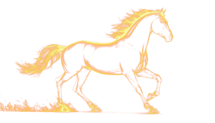 Fiery glowing horse contours for overlay New Year 2026