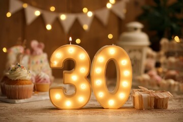 Festive 30th Birthday Celebration with Candlelight and Treats