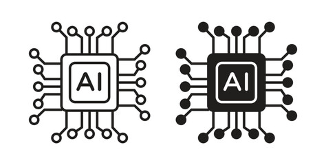 AI chip icon symbol. Vector EPS 10. line and glyph icon